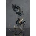 Handmade Phoenix Statue bird made of air clay. Black and gold bird