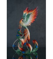 Phoenix Statue bird with blue butterfly made of air clay. Fire bird