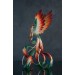 Phoenix Statue bird with blue butterfly made of air clay. Fire bird