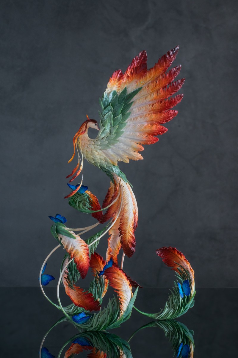 Phoenix statue fire bird
