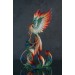 Phoenix Statue bird with blue butterfly made of air clay. Fire bird