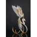 Handmade Phoenix Statue bird made of air clay. White and gold bird