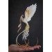 Handmade Phoenix Statue bird made of air clay. White and gold bird