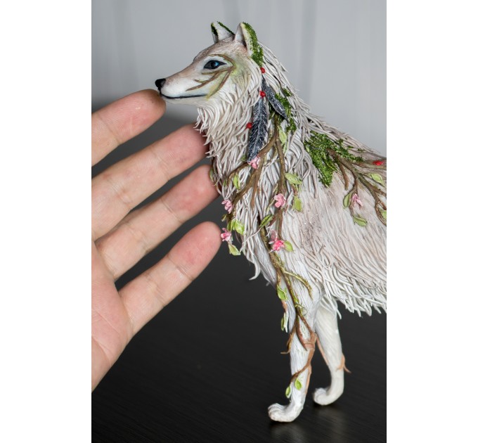 Handmade Wolf statue - fantasy One-of-a-kind figurine