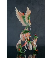 Phoenix Statue bird with fire butterfly made of air clay. Fire bird