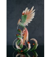 Phoenix Statue bird with fire butterfly made of air clay. Fire bird