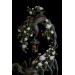 Scorpion with white roses. Handmade fantasy sculpture made of air clay. OOAK 