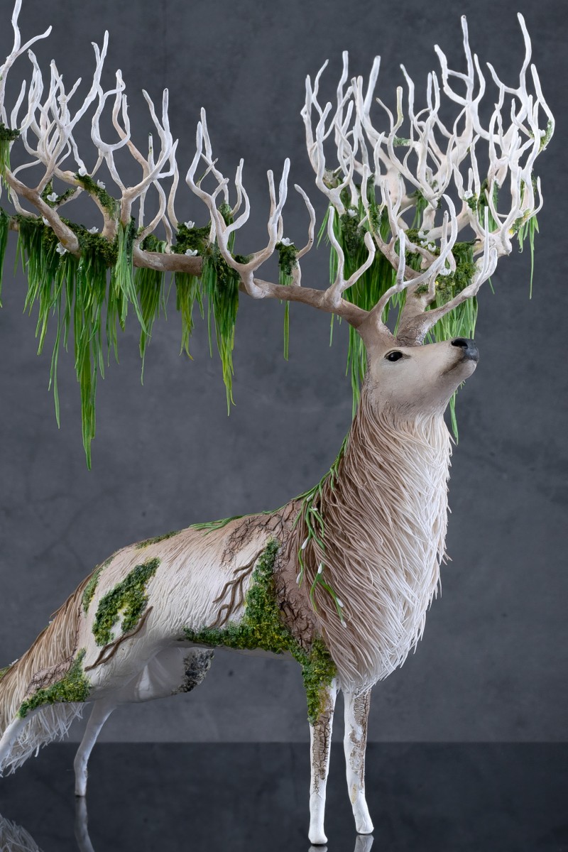 Forest stag statue with air clay by handmade 