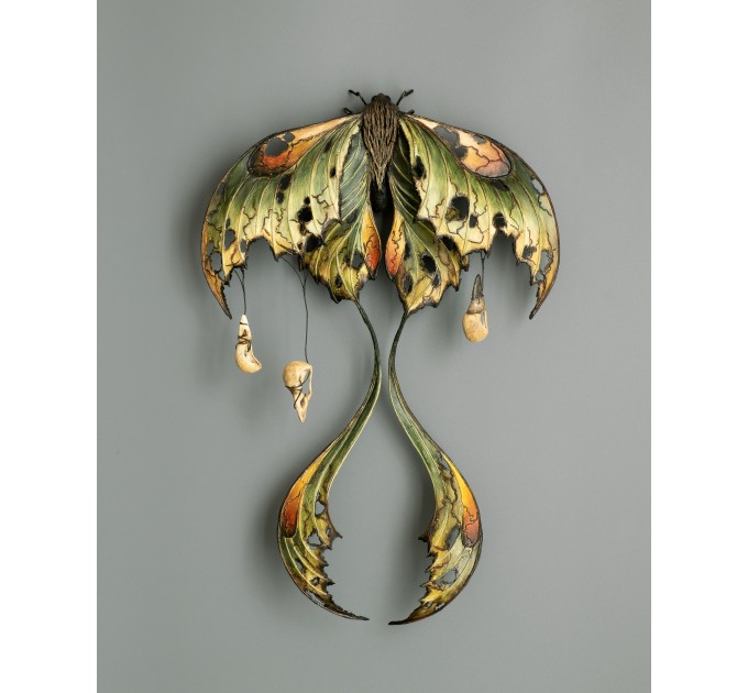 Fantasy luna moth creation made of air clay. One Of A Kind