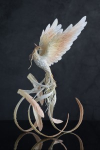 Handmade Phoenix Statue bird made of air clay. White bird Handmade Phoenix Statue bird made of air clay. White bird